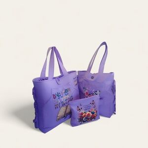 Vibrant Purple Floral Tote Bag Collection